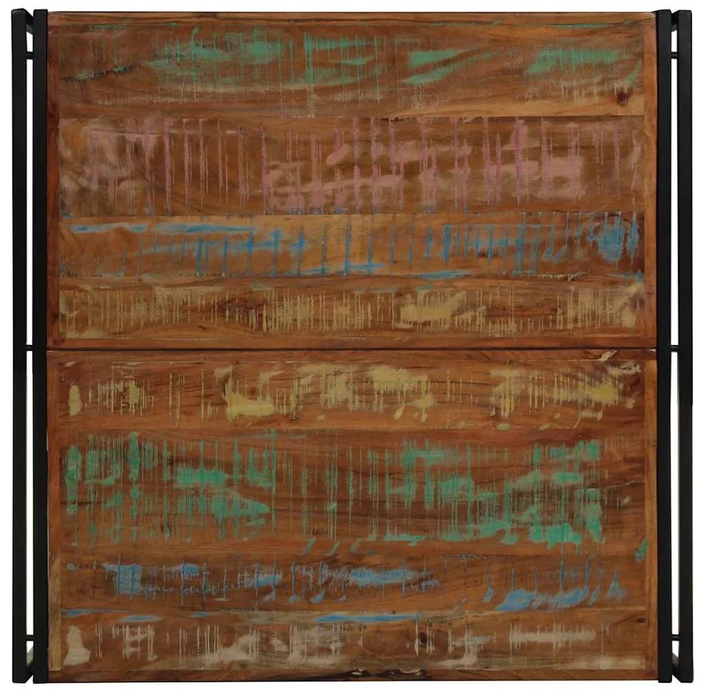 Többszínű tömör újrahasznosított fa dohányzóasztal 100x100x35cm