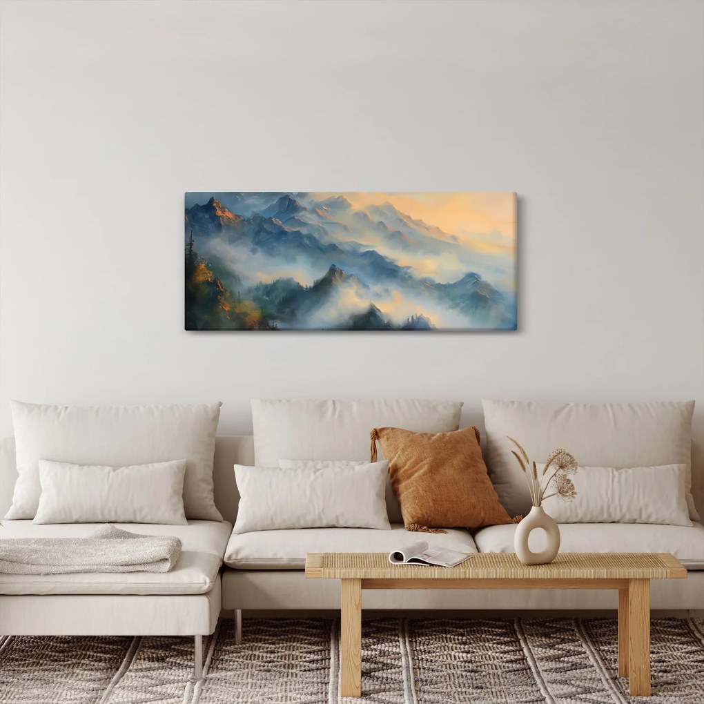Kép - Festett hegyi táj (120x50 cm)