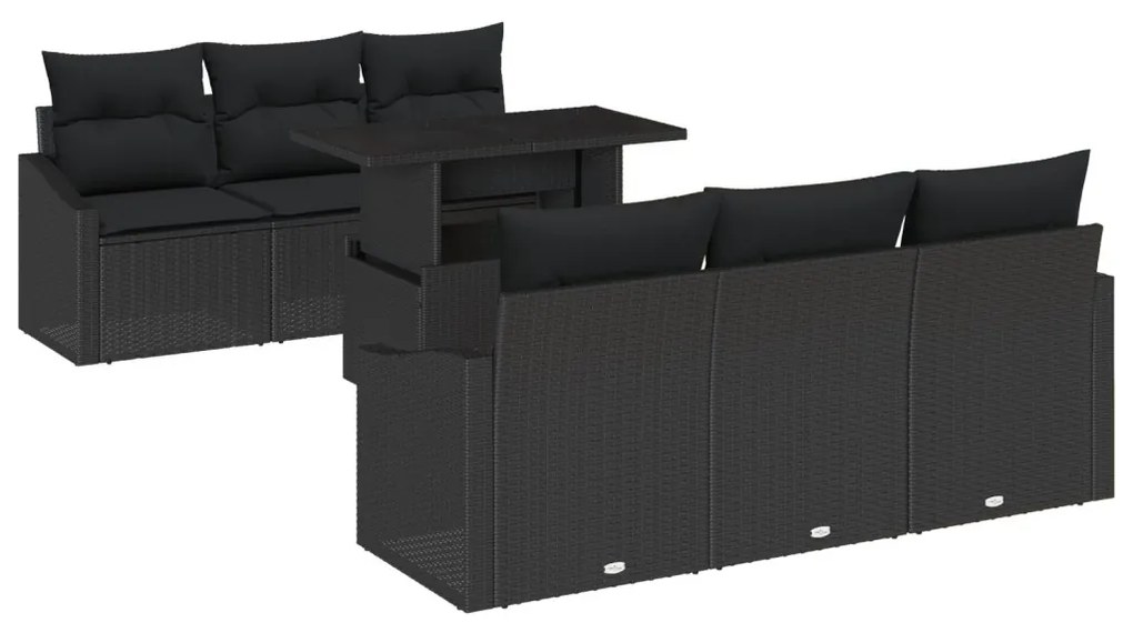 Kerti Kanapé Szett 7 Rész Sötétbarna Rattan, Acél