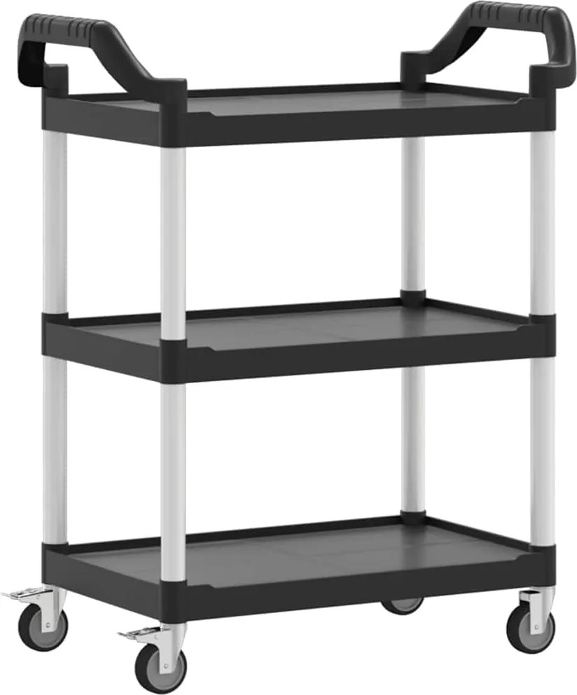 vidaXL 3 szintes fekete alumínium kocsi 81 x 41 x 92 cm