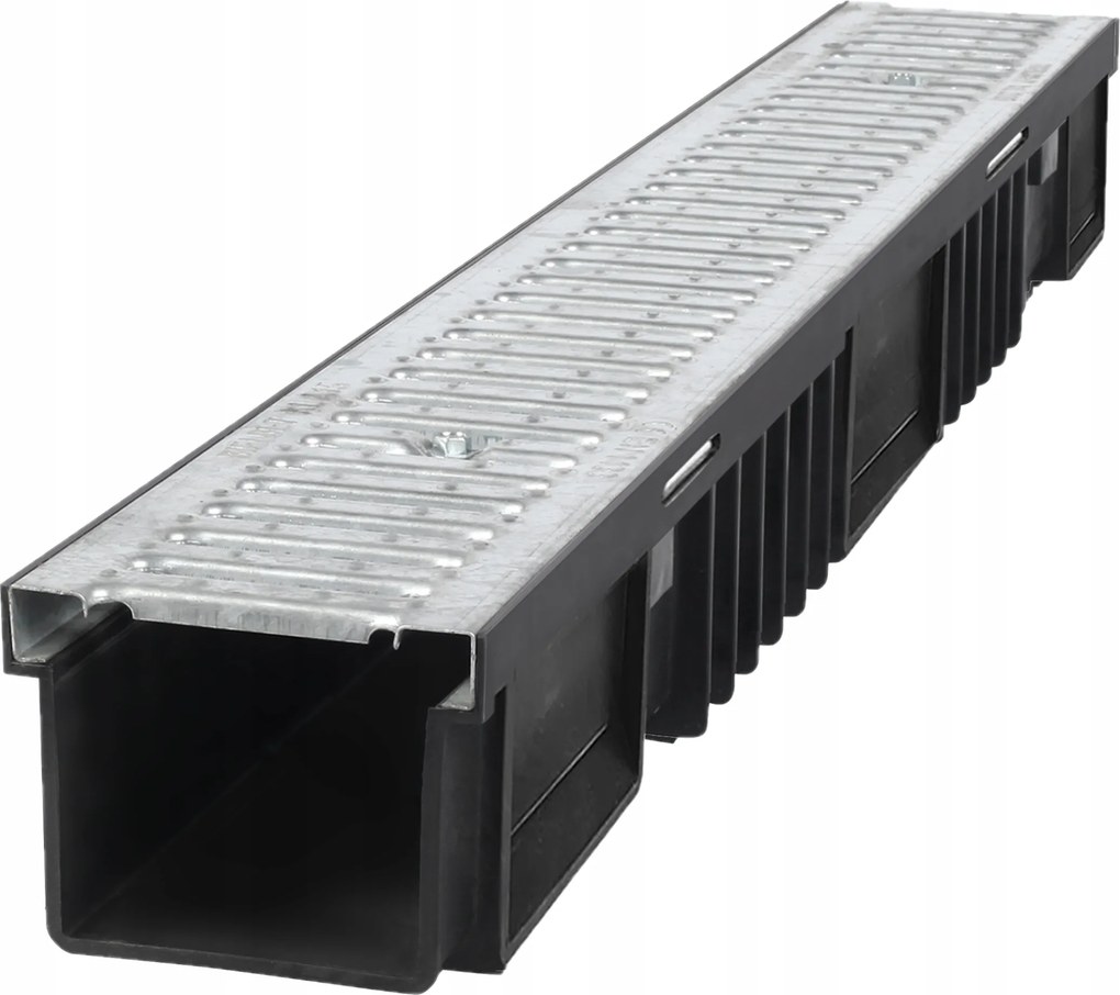 Lineáris Vízelvezetés Műanyag vályú rozsdamentes acél h105 A15