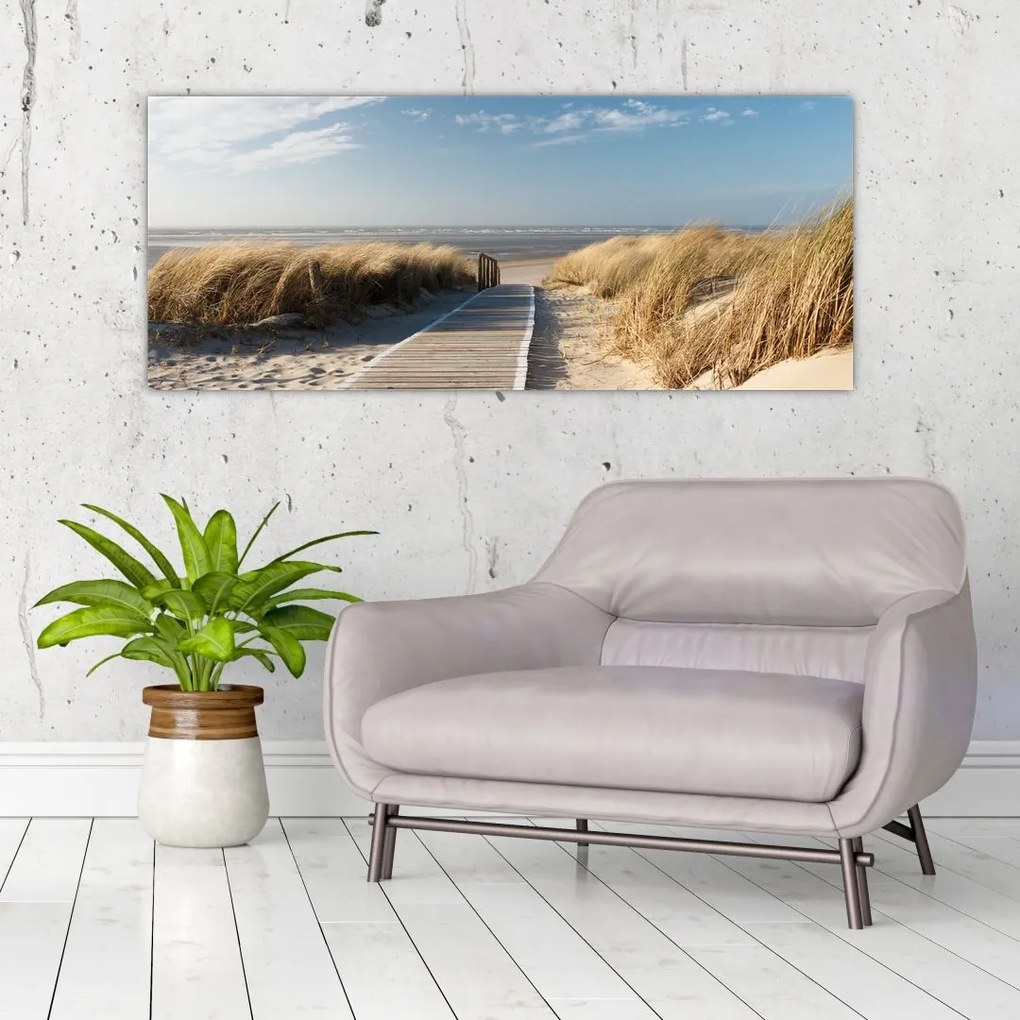 Kép - Homokos strand Langeoog szigetén, Németországban (120x50 cm)