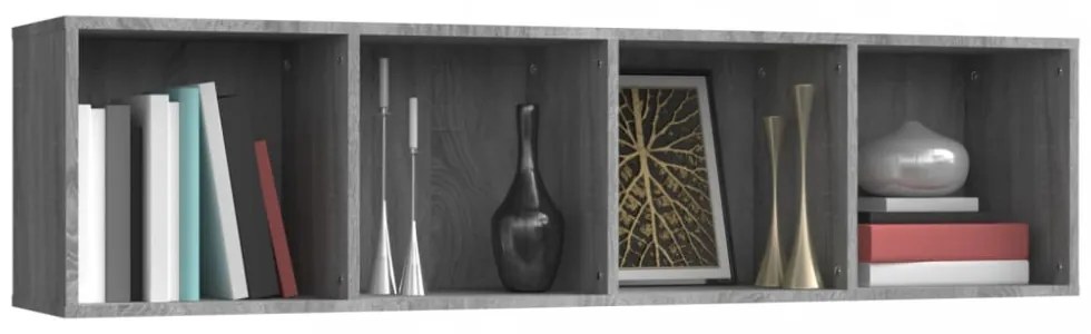 szürke sonoma színű szerelt fa könyv-/TV-szekrény 143x30x36 cm