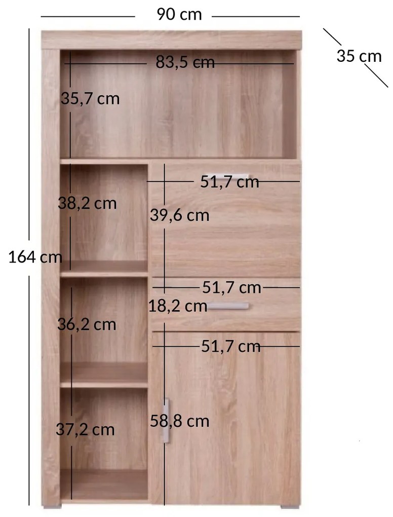 Regál Dalila 1D1S1B (szonoma tölgy). 1052838