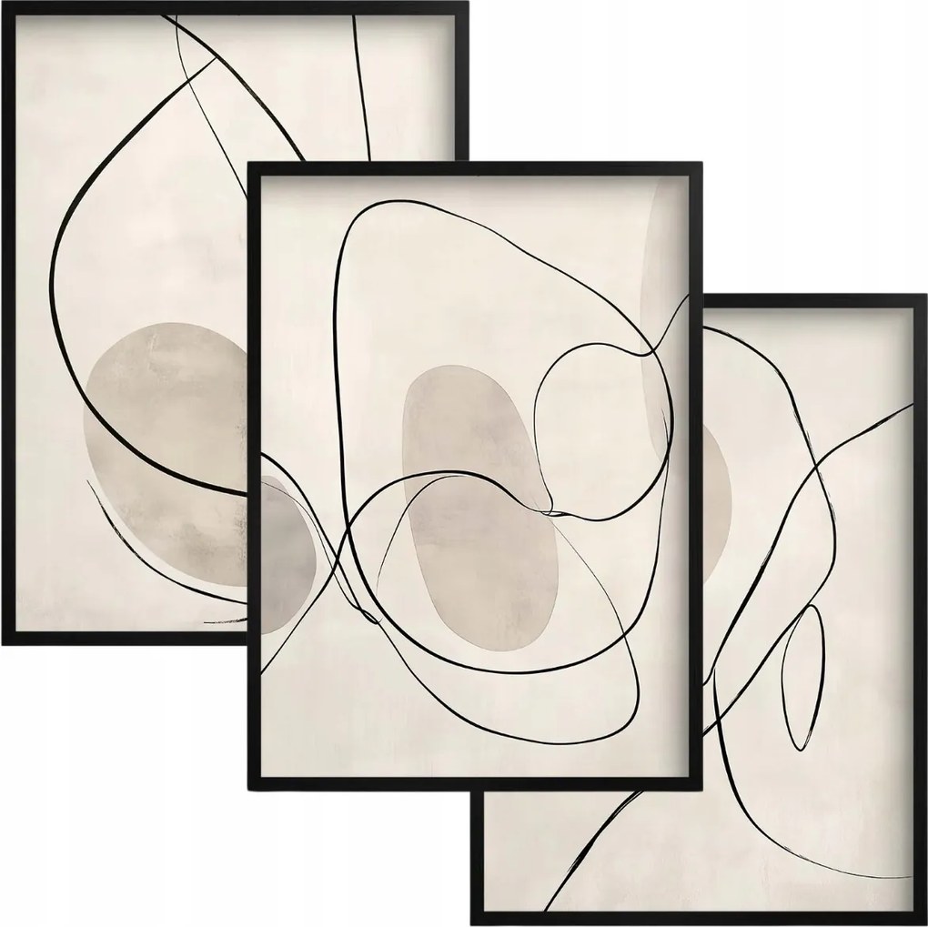 Bézs keretes poszterek Nagyméretű képek a nappaliba Line Art Loft Boho 50x70