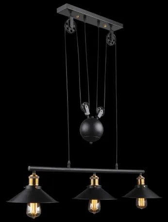 Globo 15053-3 Függeszték fekete,állítható magsság, 90-180 cm, LxBxH:920x220x1800, exkl. 3xE27 60W 230V