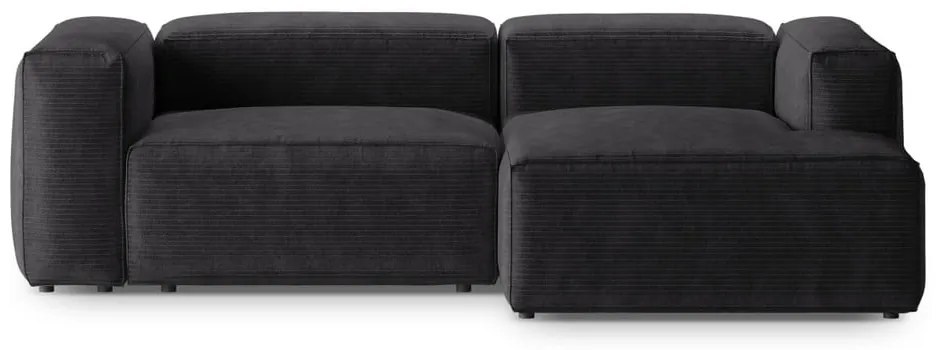 Sötétszürke kordbársony sarokkanapé (jobb oldali-heverő résszel) Bergano – Cosmopolitan Design