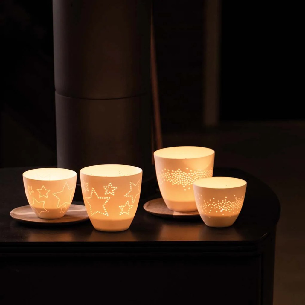 Fehér porcelán gyertyatartó SNOWLIGHTS