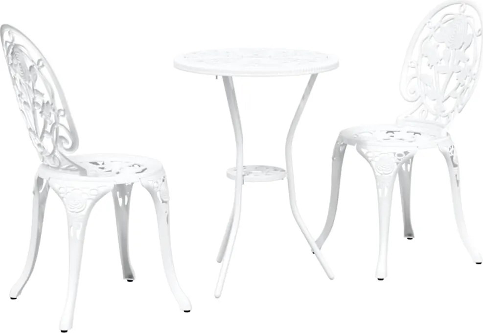 vidaXL Kert Bistro Készlet 3 pcs Fehér Alumínium