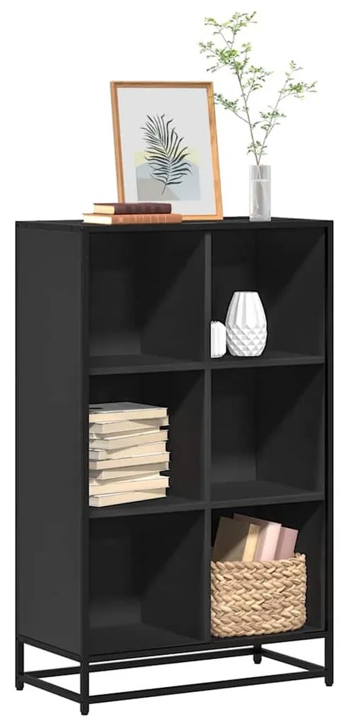 fekete szerelt fa könyvszekrény 65,5x33x107,5 cm
