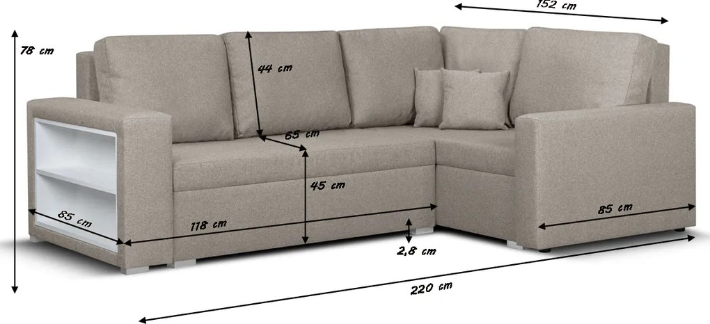 MODO4 Kinyitható sarokkanapé Sárga