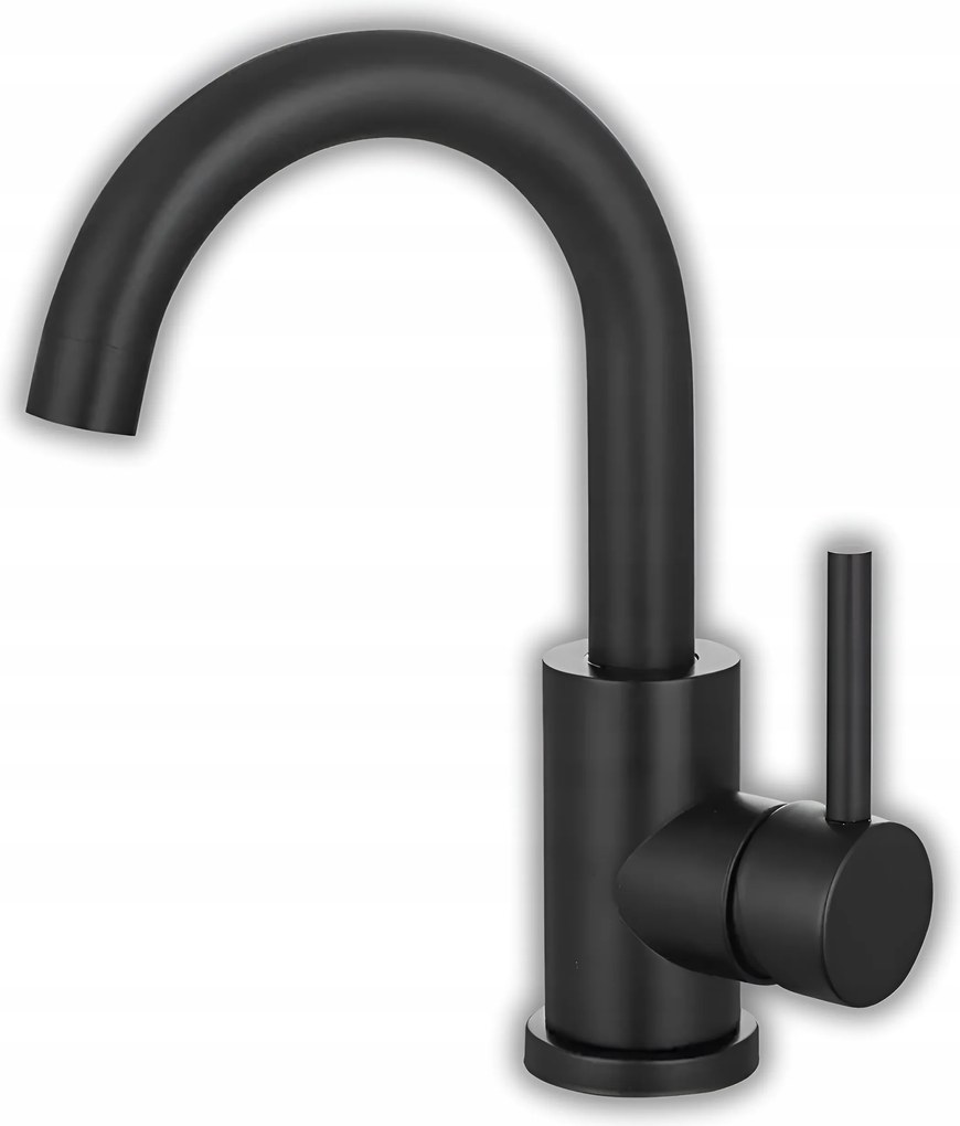 Delvant Sento Fürdőszobai Mosdó Csaptelep Kerek Csaptelep Acél Alacsony Fekete