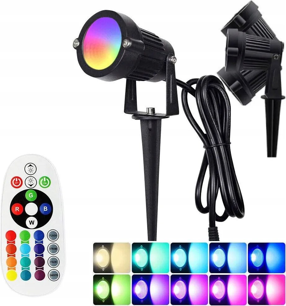 1DB Beszúrható Kerti Fényszóró fekete IP65 Rgb Led