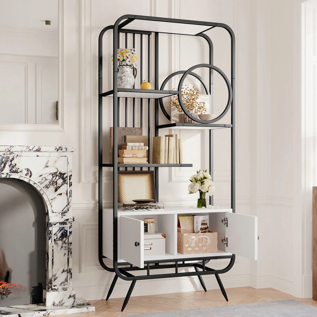 Fém polcok Szekrény Kijelzős könyvespolc 80 x 30 x 180 cm fekete