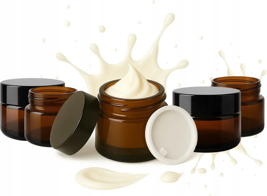 5x Tároló Üveg barna tégely 5g Sötét üveg Tégely Krém Minták Kenőcs