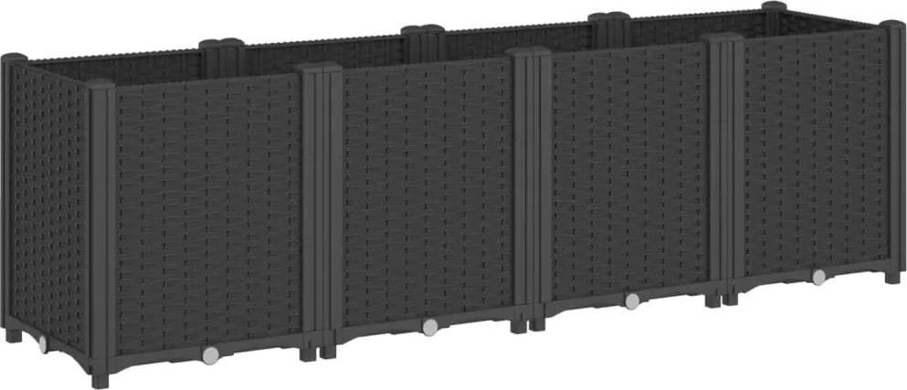 vidaXL fekete polipropilén kerti ültetőláda 160 x 40 x 53 cm