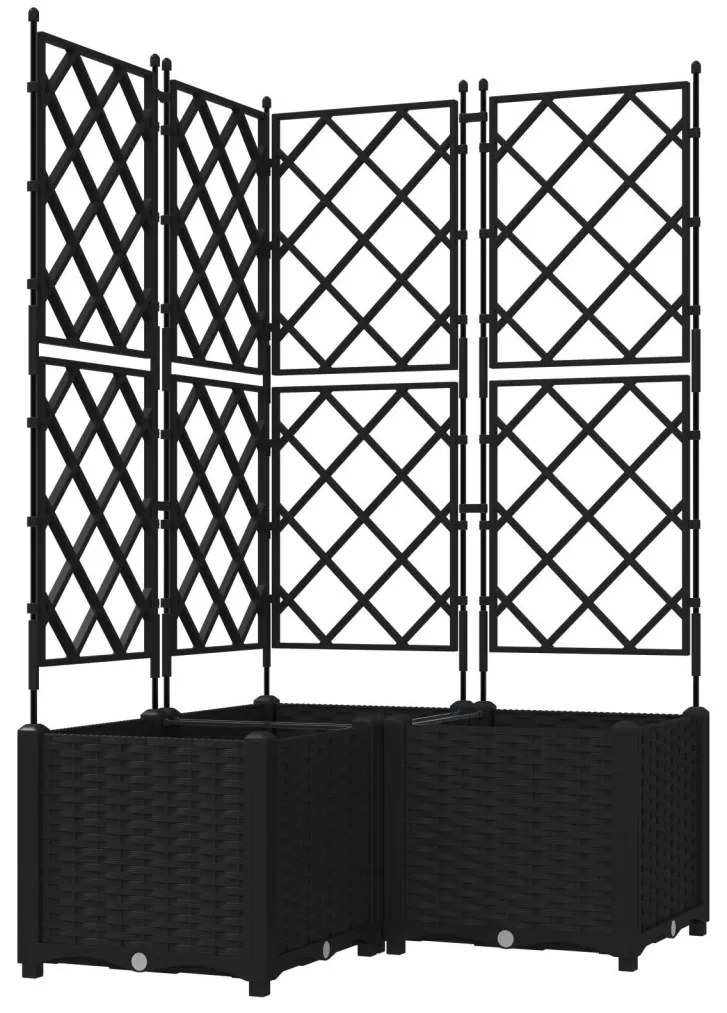 Kertész cserép rácsos változattal 3 pcs Fekete 80 x 80 x 143 cm