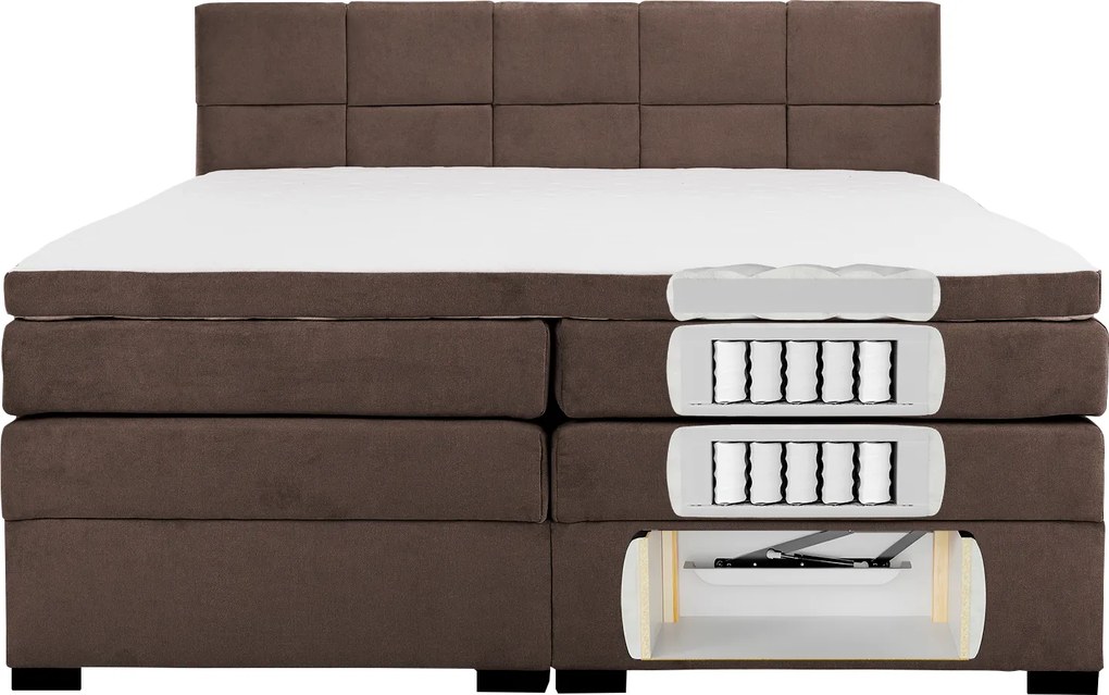 Boxspring ágy, 200x200, barna, APRIL