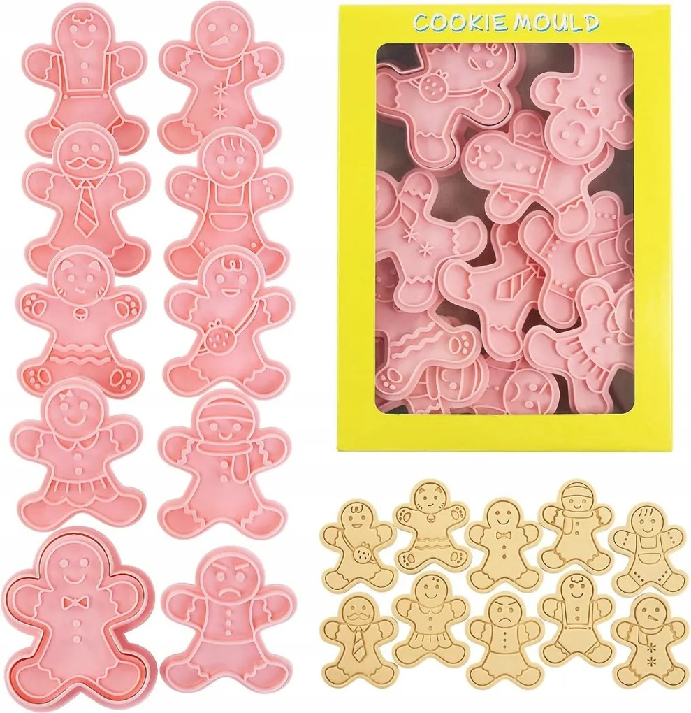 Mézeskalács formák 10db-os karácsonyi mézeskalács lyukasztó