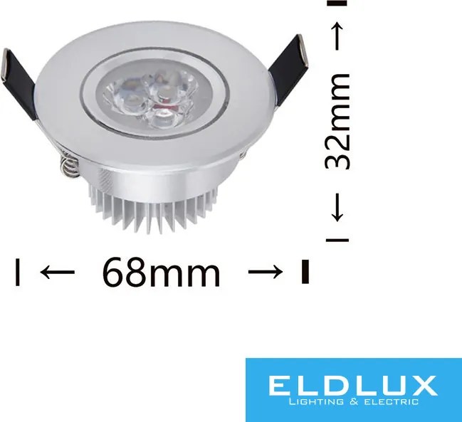 UNIVERSO mini spot lámpatest 3w 6500K 270lm 30° IP20 ∅68×32mm ezüst
