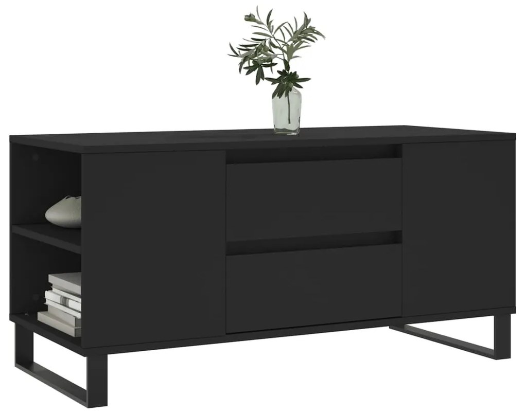Fekete szerelt fa dohányzóasztal 102x44,5x50 cm