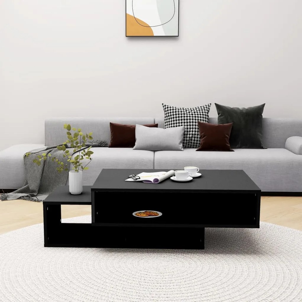Fekete szerelt fa dohányzóasztal 105 x 55 x 32 cm