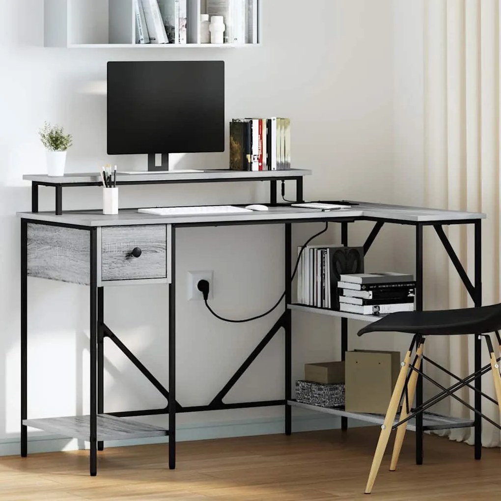 Asztal fiókkal Szürke sonoma 120 x 79 x 86.5 cm Faanyag
