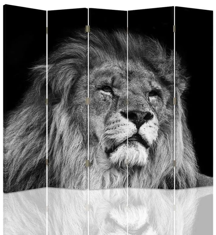 Gario Paraván Lion fekete-fehérben Méret: 180 x 170 cm, Kivitelezés: Forgó paraván 360°