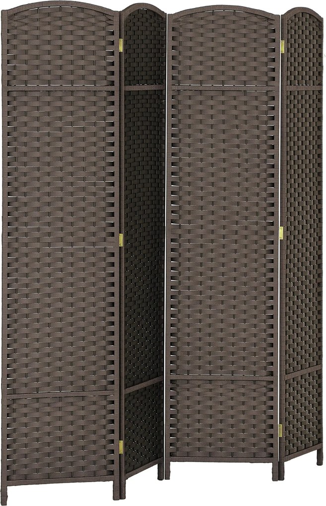 HOMCOM 4-panelás Bútorelválasztó 160x170 cm Hajtható térelválasztó Nappaliba, Hálószobába, Irodába Barna | Aosom