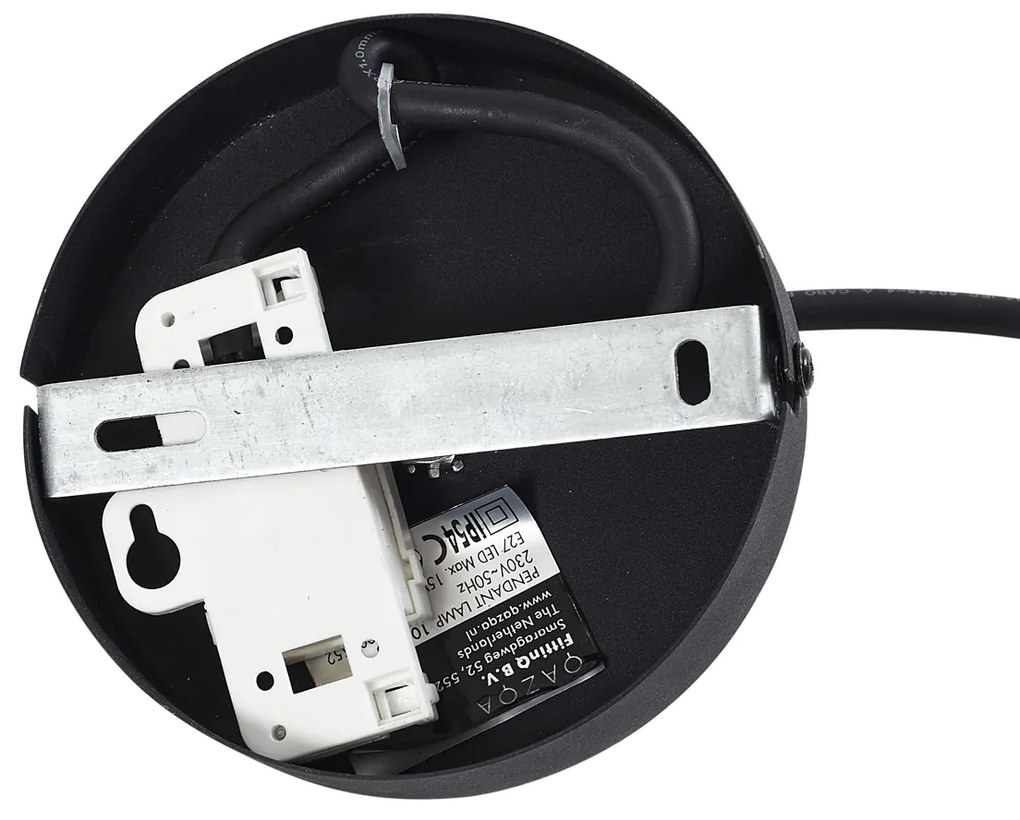 Kültéri függőlámpa fekete narancssárga kötélárnyékolóval IP44 - Cava Jayla