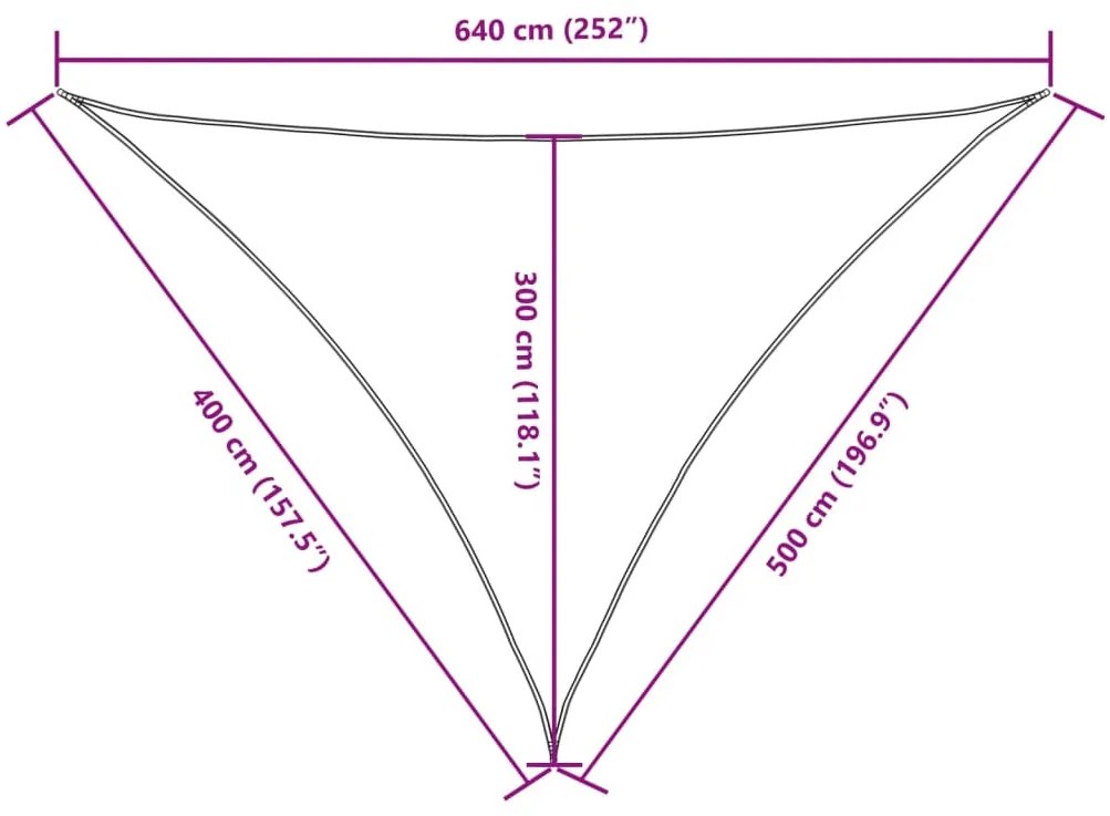 sötétzöld háromszög alakú oxford-szövet napvitorla 4x5x6,4 m