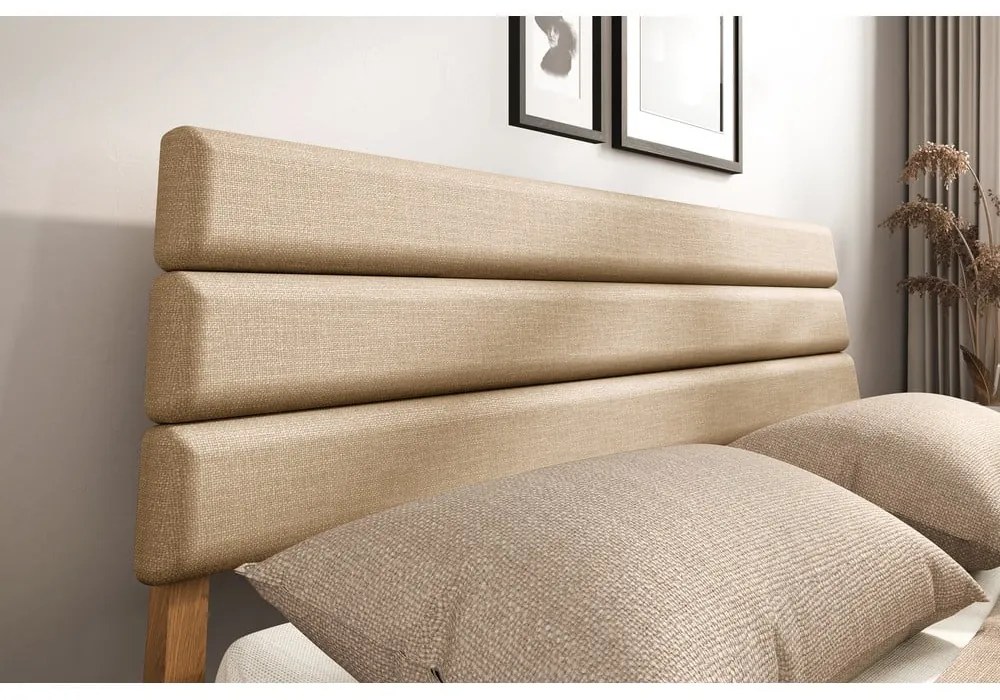 Natúr színű tölgyfa franciaágy 200x200 cm Twig – The Beds