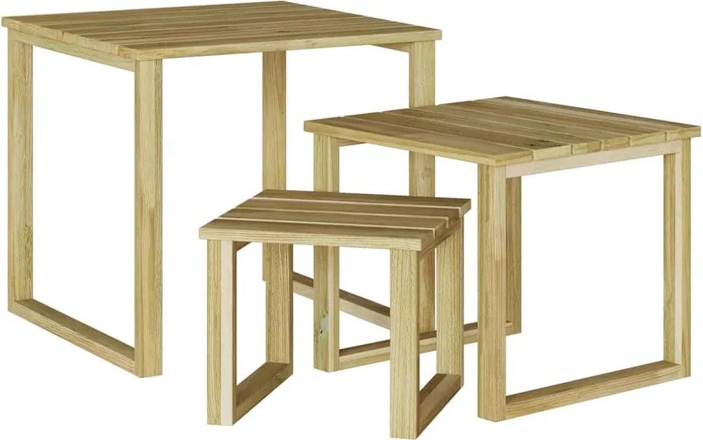 vidaXL asztal 3 pcs Természetes Impregnált fenyőfa