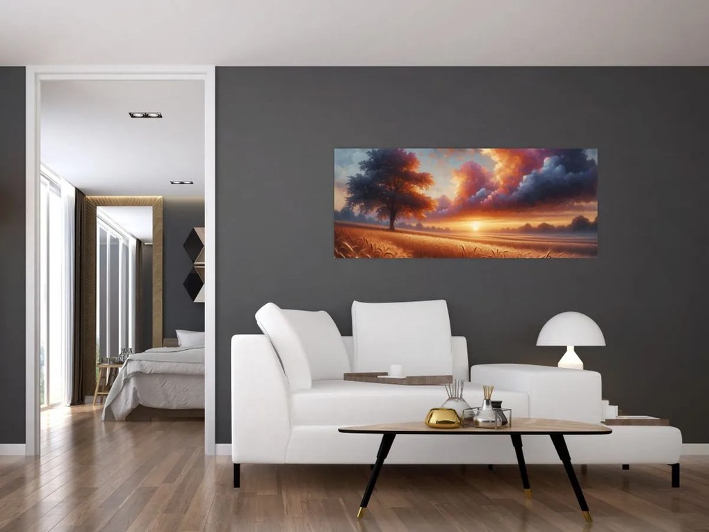 Kép – Naplemente a mezőn (120x50 cm)
