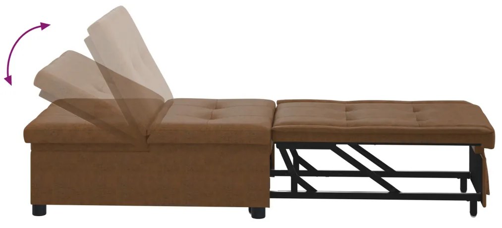 Kanapéágy Barna 67 x 194 x 38 cm Műbőr velúr