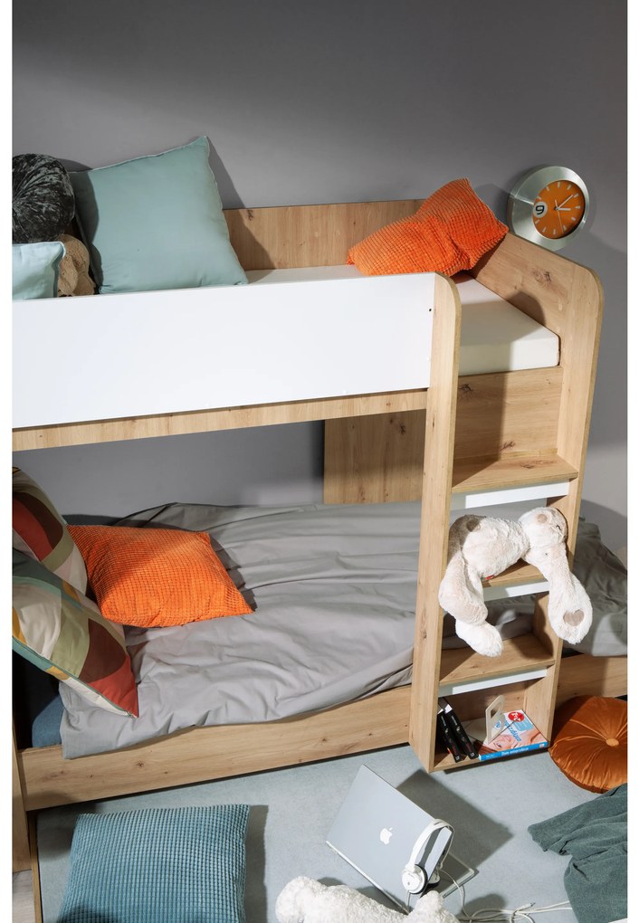Kombinált gyerekágy 90 cm Sami 2 (artisan tölgy + matt fekete + fehér fogantyúk). 1085814