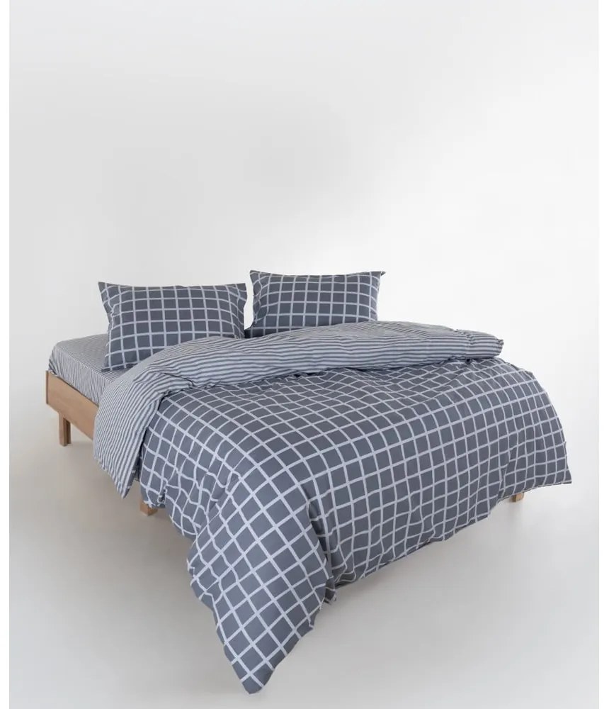 Szürke kétszemélyes-hosszabbított renforcé pamut ágyneműhuzat 240x220 cm Linear Calm Geometric – Mila Home Luxury