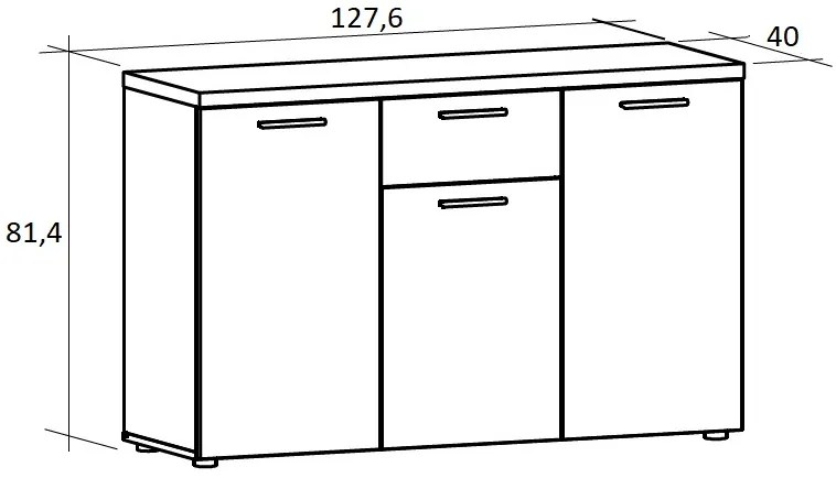 Komód typ 870 Bovero (szonoma tölgy + fehér). 1041893