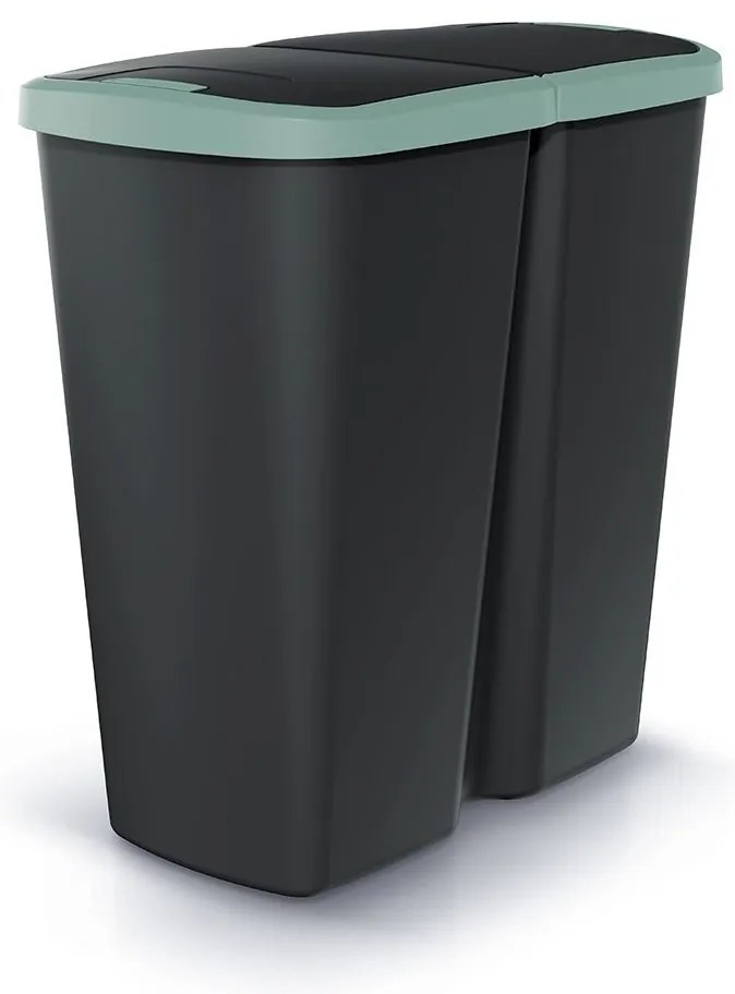 Hulladékgyűjtő DUO fekete, 45 l, zöld / fekete