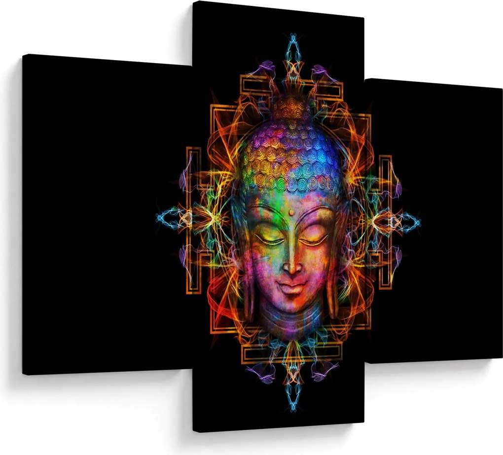 Kép - Buddha mellszobra neon színekben (90x60 cm)