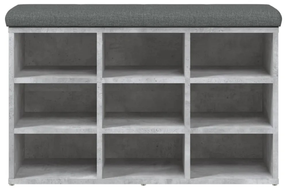 betonszürke szerelt fa cipőtároló pad 82 x 32 x 50 cm