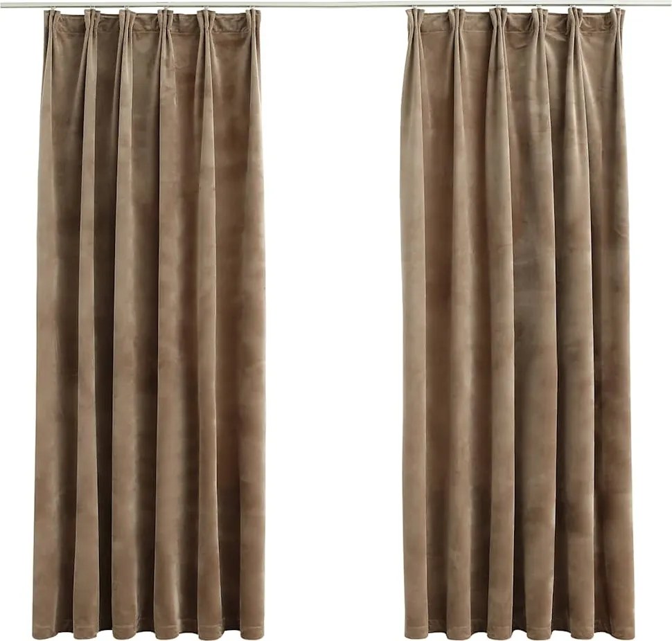 vidaXL 2 db bézs bársony sötétítőfüggöny kampókkal 140 x 175 cm