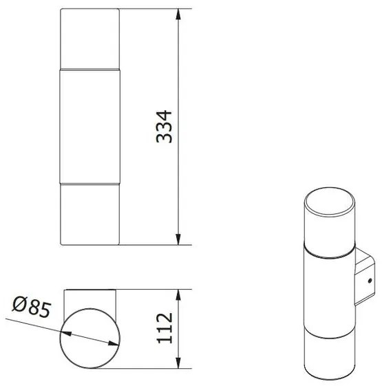 Lámpa Kerti lámpatest CORTA-AUD,2xE27,2xMAX.25W,IP44,AC220-240V,50-60Hz,falra szerelhető fel/le, grafit
