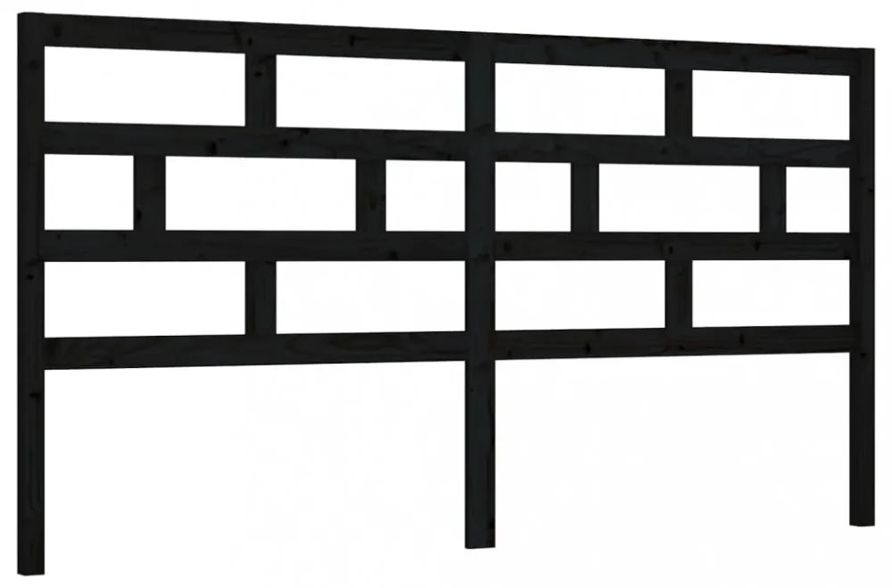 fekete tömör fenyőfa ágy fejtámla 206 x 4 x 100 cm
