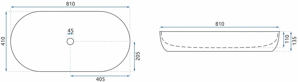Rea Cleo, asztali mosogató 810x410x135 mm, fehér fényes, REA-U0563