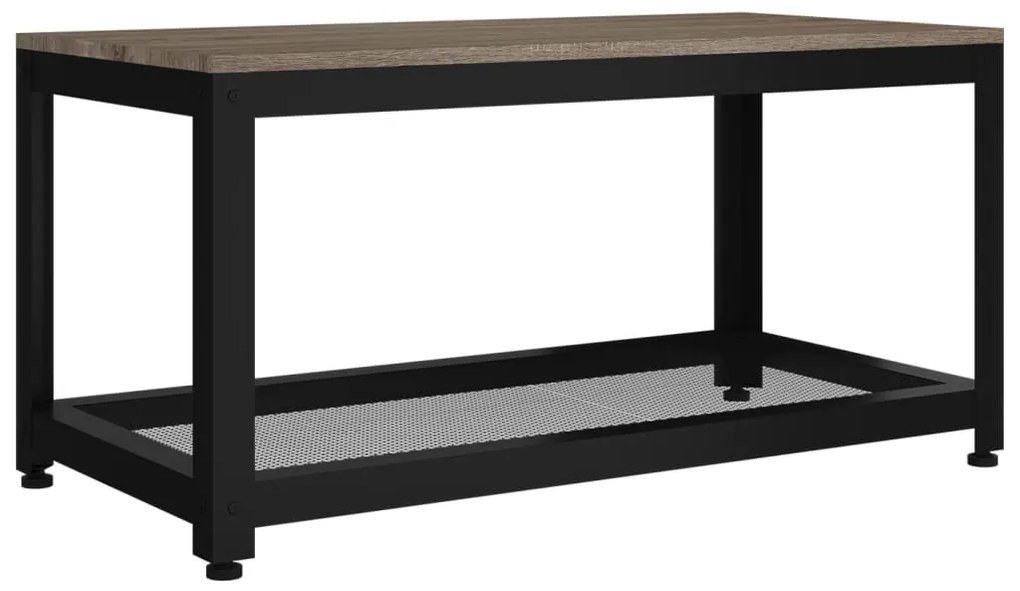 Szürke és fekete MDF és vas dohányzóasztal 90x45x45 cm
