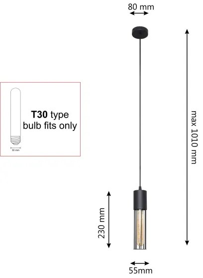 Csillár zsinóron MELODY 1xE27/15W/230V fekete