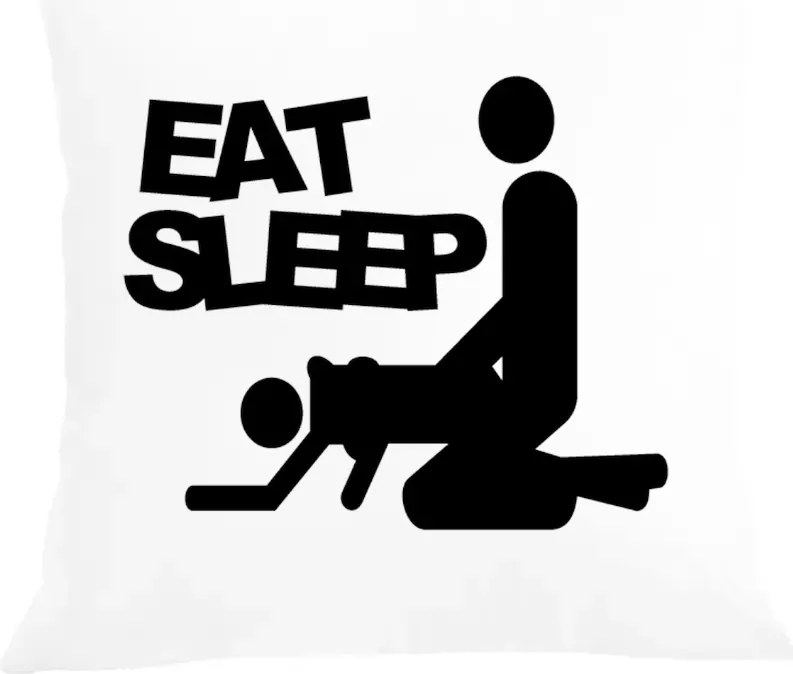 Párna párnahuzat Vicces Eat Sleep