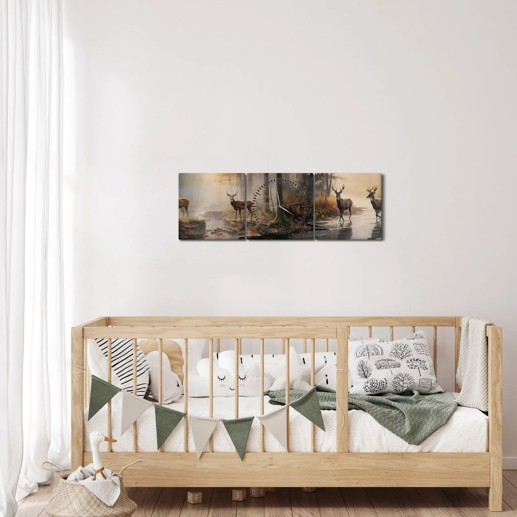 Kép - Vintage vadvilág festmény (órával) (90x30 cm)