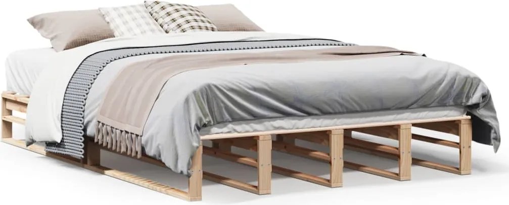 vidaXL tömör fenyőfa ágy matrac nélkül 135 x 190 cm